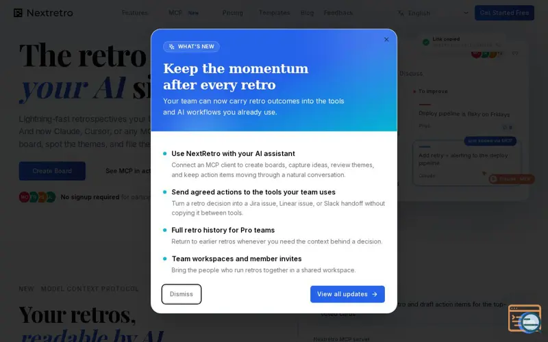 Screenshot of Nextretro MCP, a launch using DOMPurify