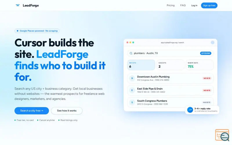 Screenshot of LeadForge