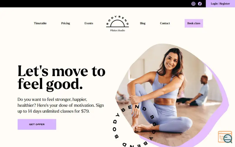 Screenshot of Bodybend Pilates Studio, a launch using HireFrederick