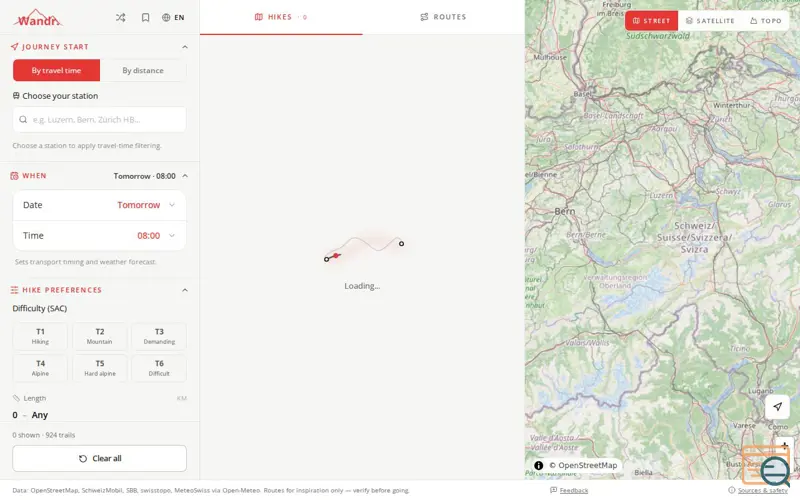 Screenshot of Wandr