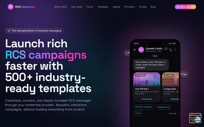 Screenshot of RCS Templates