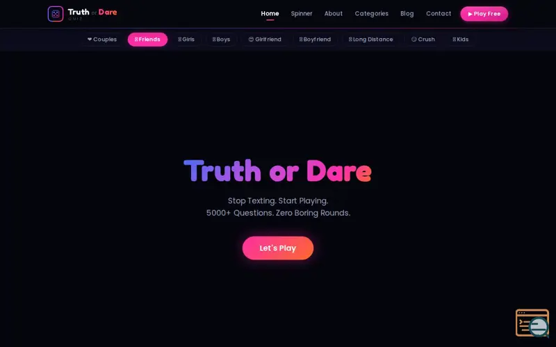 Screenshot of Truth Or Dare Game Online