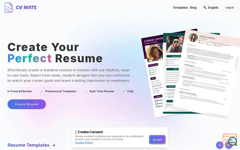 Screenshot of CV Mate