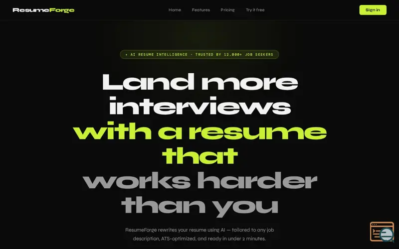 Screenshot of ResumeForge