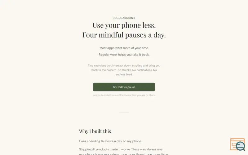 Screenshot of RegularMonk