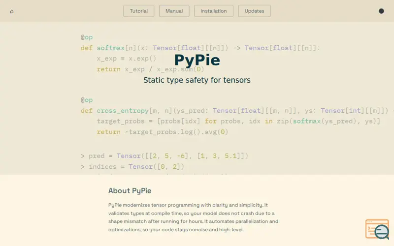 Screenshot of PyPie