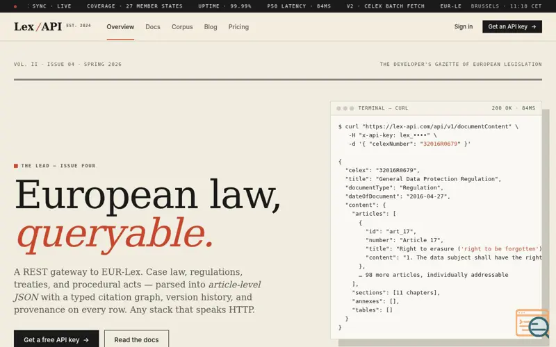 Screenshot of LexAPI