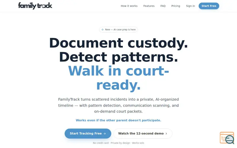 Screenshot of     FamilyTrack — Court-Ready Timeline
