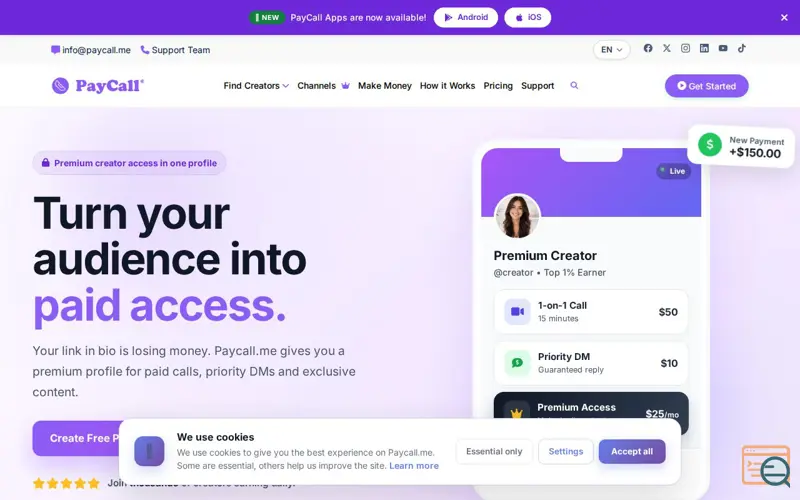 Screenshot of Paycall.me