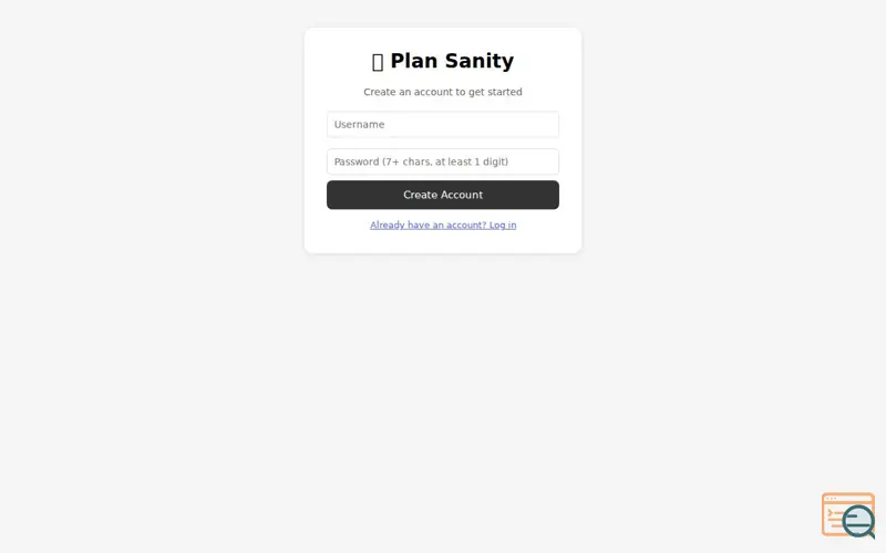 Screenshot of Plan Sanity