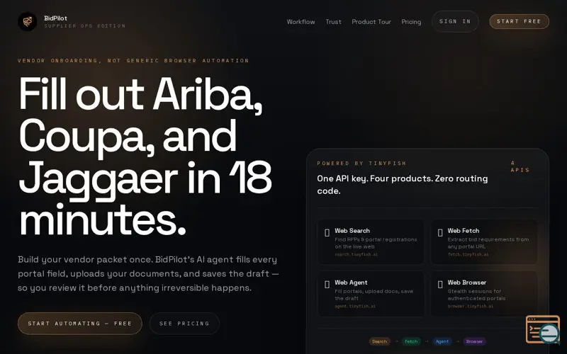 Screenshot of BidPilot