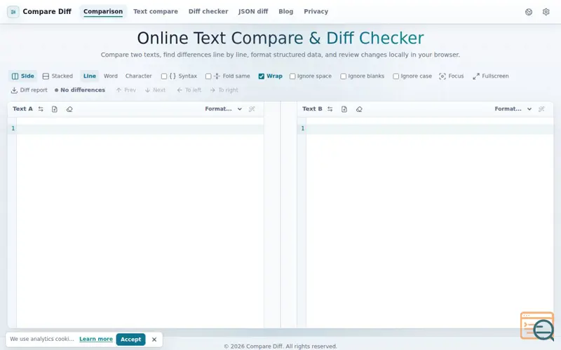 Screenshot of Compare Diff Online