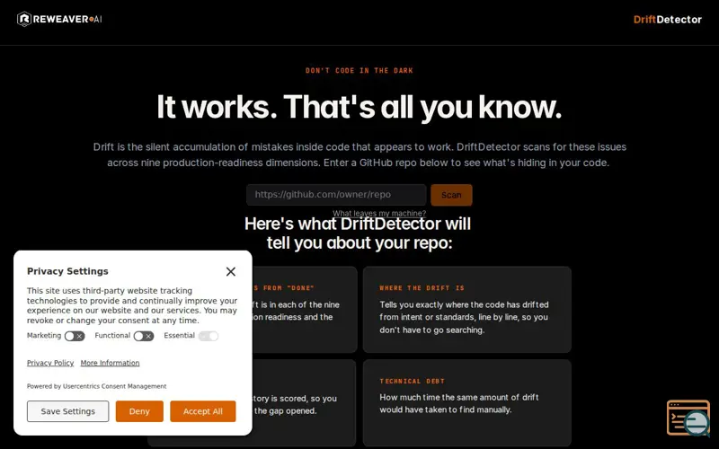 Screenshot of ReWeaver AI DriftDetector