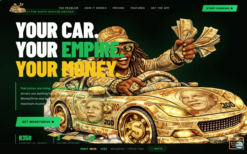 Screenshot of MoneyDrive — Your Car. Your Empire., a launch using Host-WW DNS
