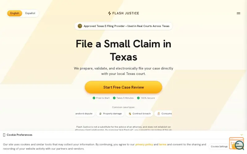 Screenshot of Flash Justice, a launch using ActiveProspect