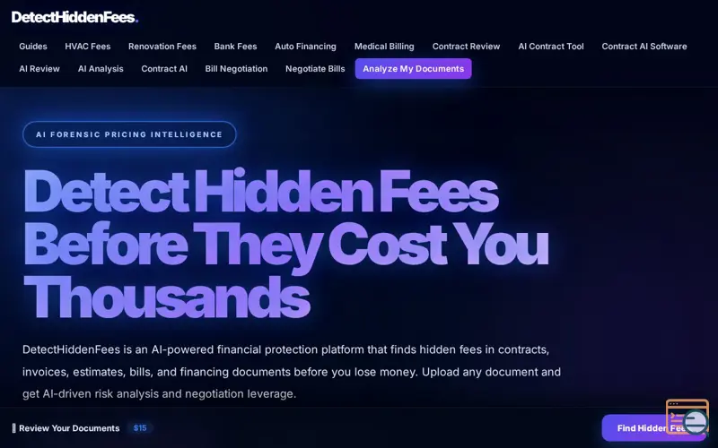 Screenshot of DetectHiddenFees, a launch using Brevo