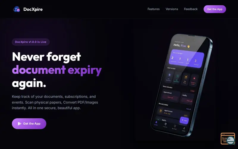 Screenshot of DocXpire