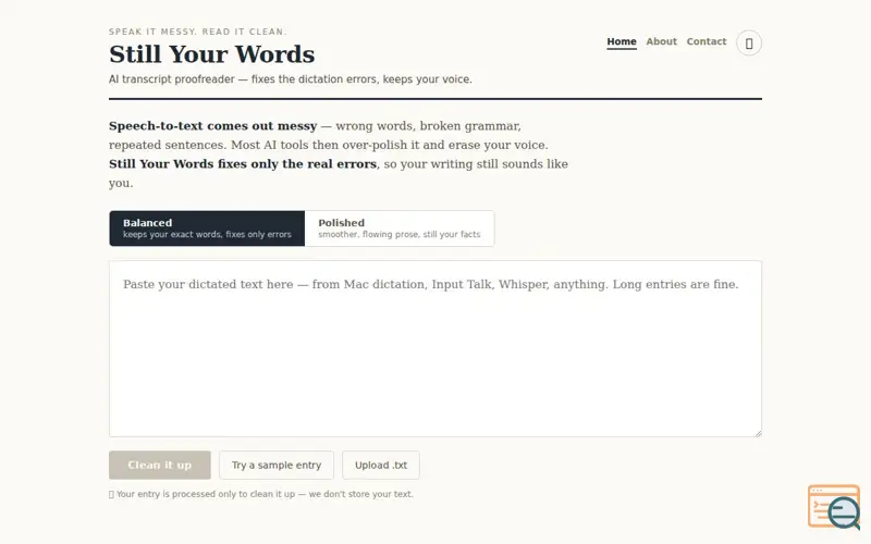 Screenshot of Still Your Words