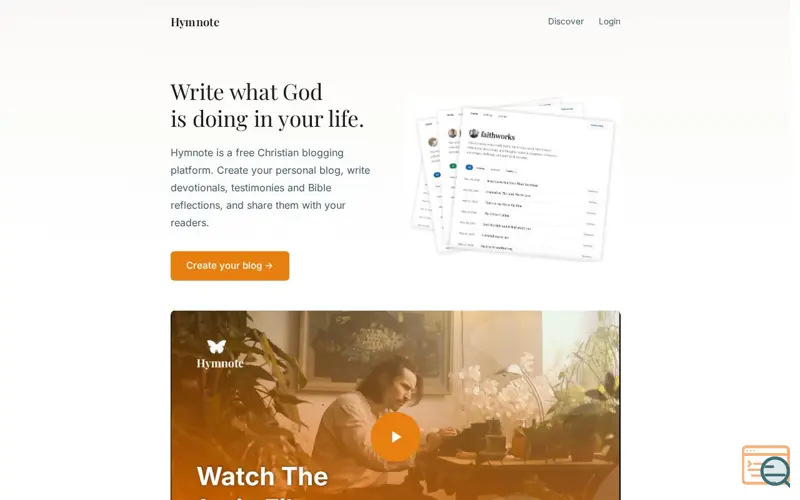Screenshot of Hymnote, a launch using Video.js