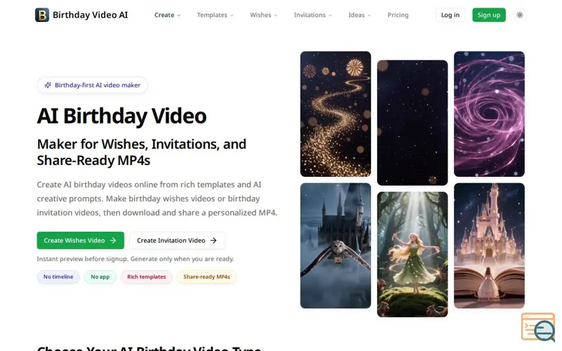 Screenshot of BirthdayVideo.ai