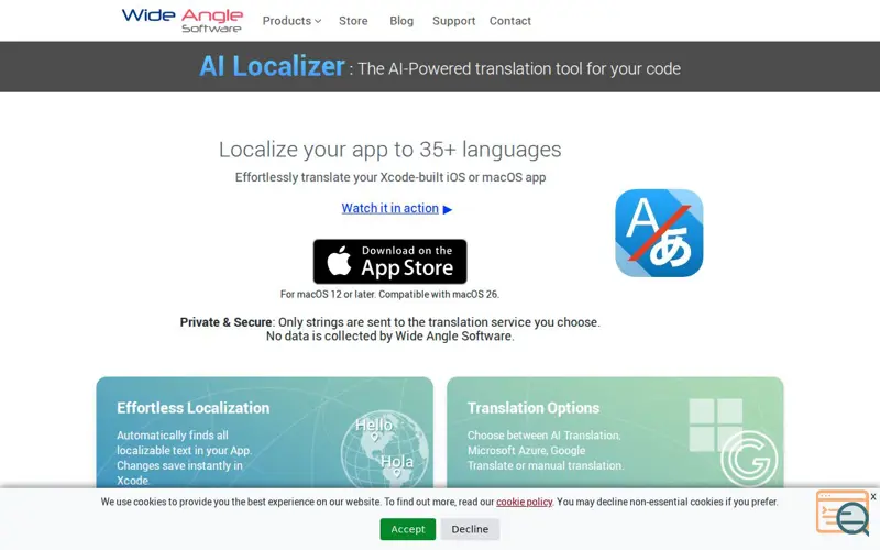 Screenshot of AI Localizer, a launch using Mailtrap