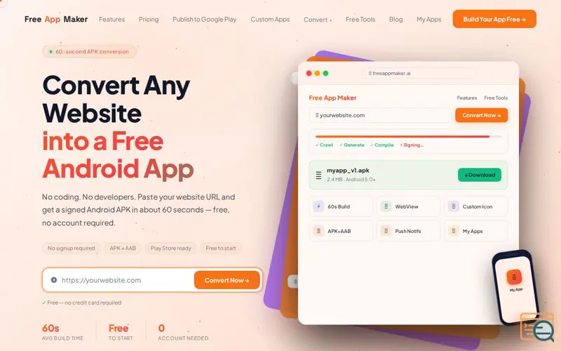 Screenshot of Free App Maker