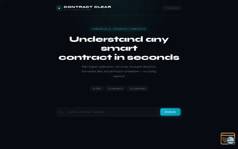 Screenshot of Contract Clear-Smart Contract Explainer