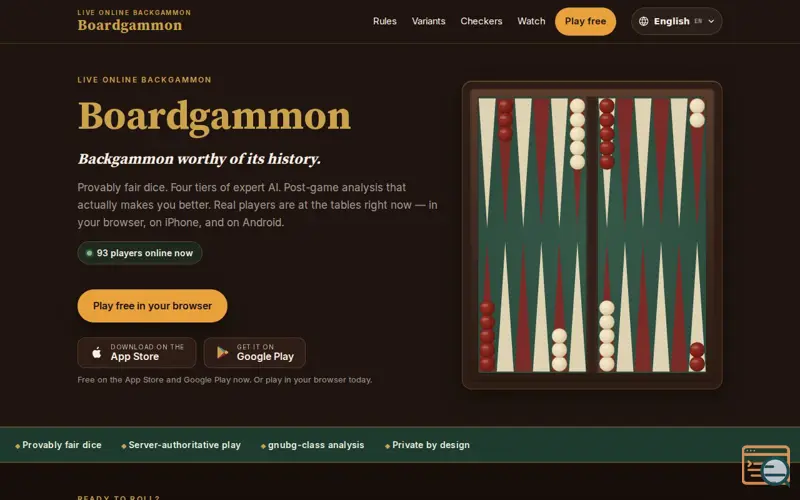 Screenshot of Boardgammon