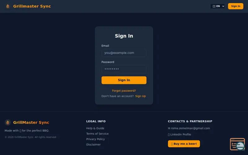 Screenshot of GrillMaster
