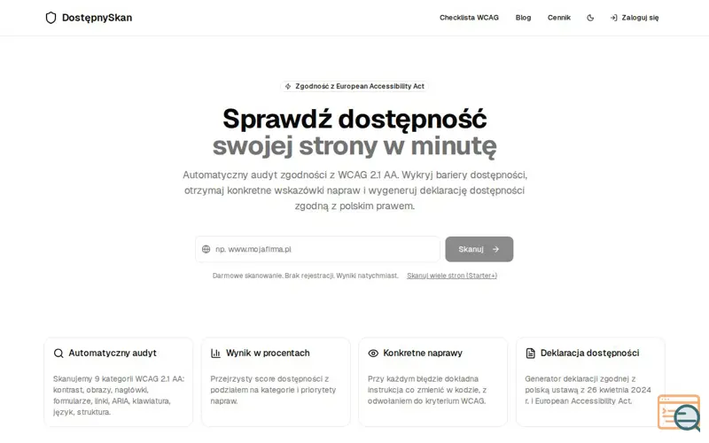 Screenshot of DostępnySkan