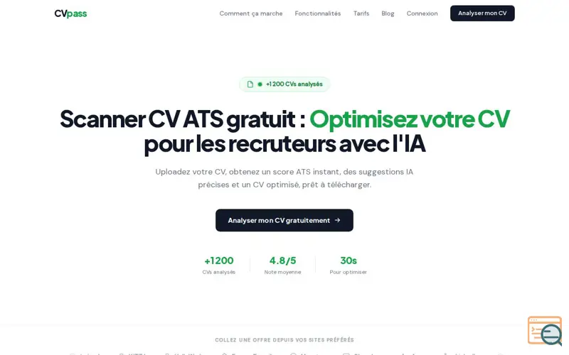 Screenshot of CVpass