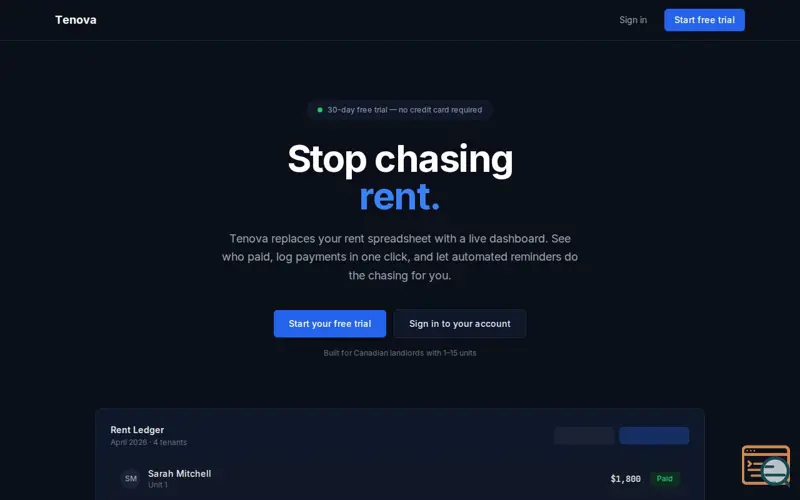 Screenshot of Tenova