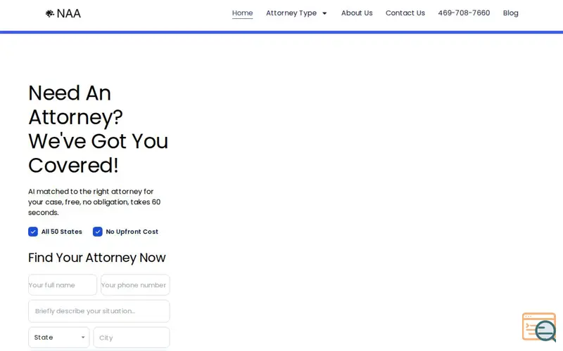 Screenshot of Need An Attorney