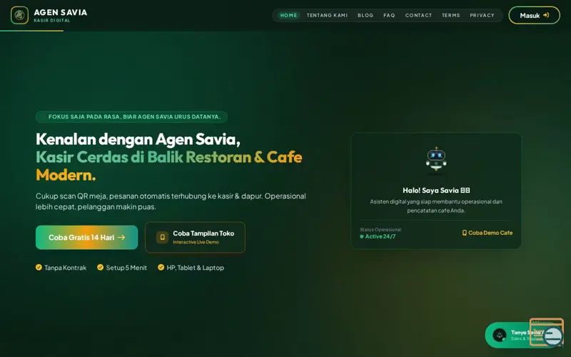 Screenshot of Agen Savia - Aplikasi Kasir Digital & Sistem Manajemen Cafe Resto Modern