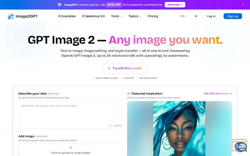 Screenshot of Image2GPT