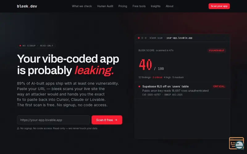 Screenshot of Bleek.dev