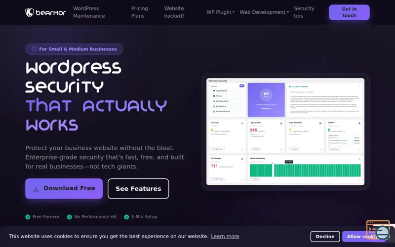 Screenshot of Bearmor, a launch using Zone.ee Email