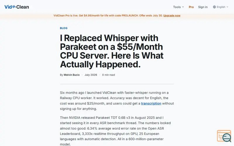 Screenshot of Vidclean