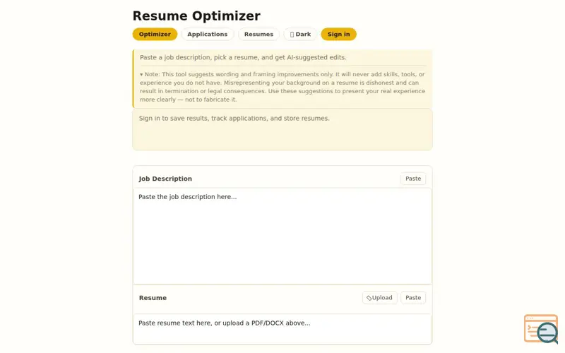 Screenshot of Resume Optimizer, a launch using Expo