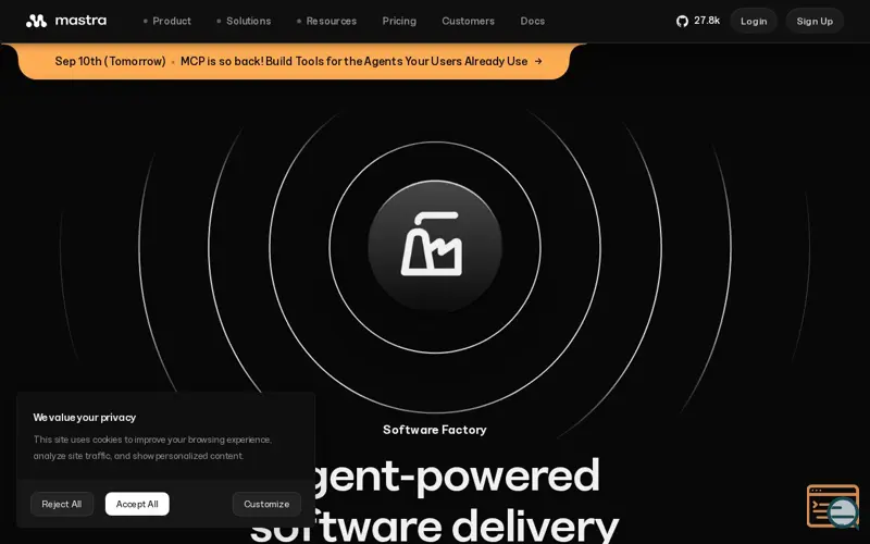 Screenshot of Mastra Factory, a launch using Reo.dev