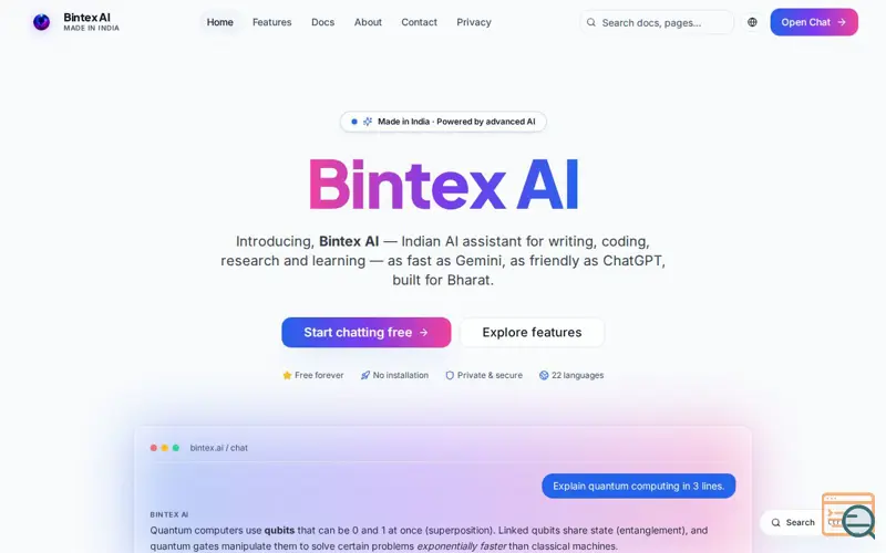 Screenshot of Bintex AI