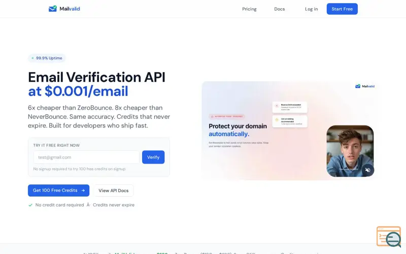 Screenshot of Mailvalid