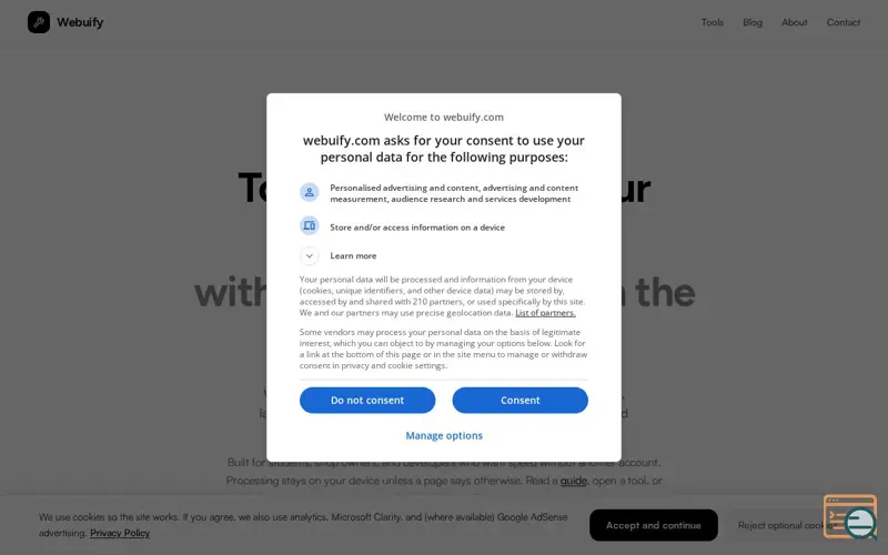Screenshot of Webuify