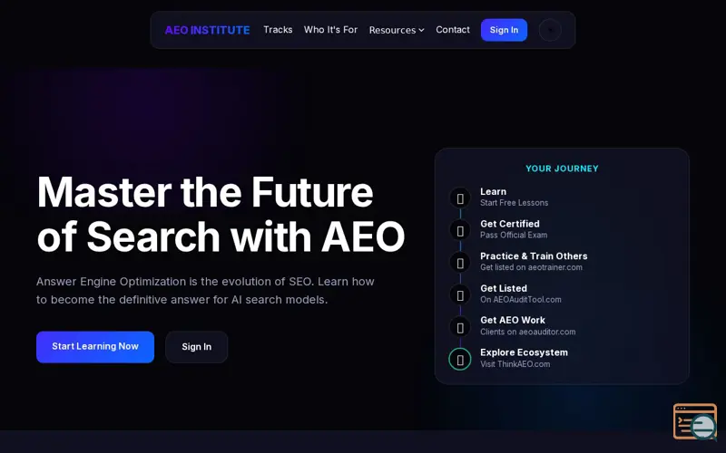 Screenshot of AEO Institute