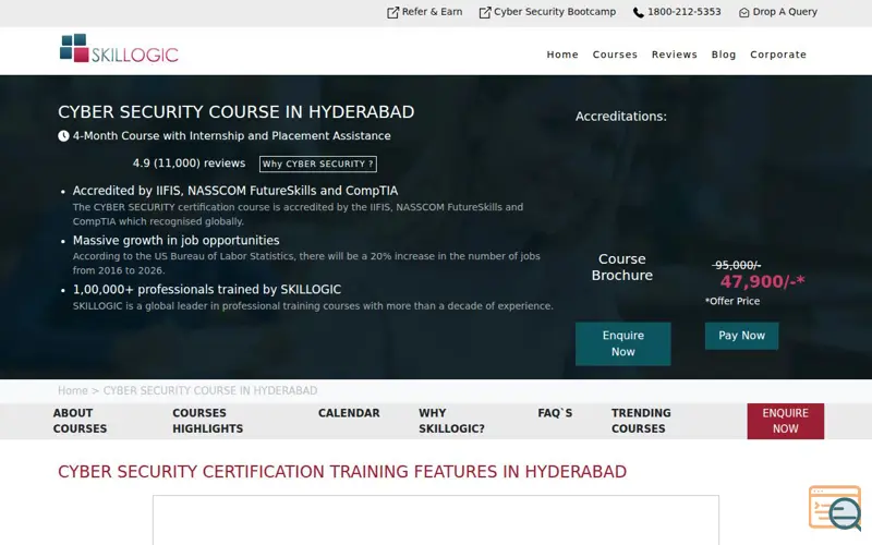 Screenshot of SKILLOGIC Cybersecurity Course Hyderabad, a launch using AWS WAF