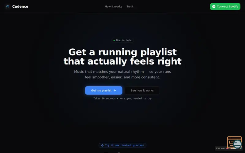 Screenshot of Cadence Playlist