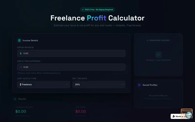 Screenshot of Freelance & Side-Hustle Calculator.