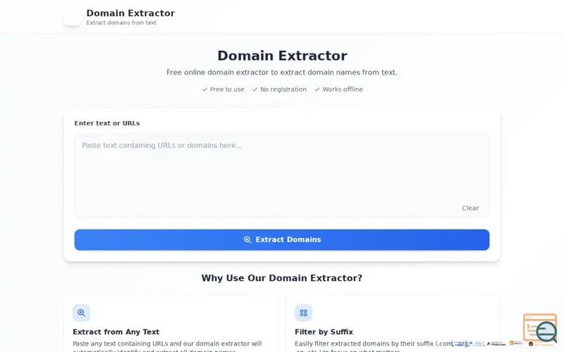 Screenshot of Domain Extractor
