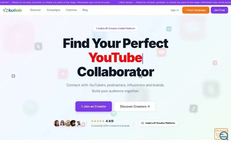 Screenshot of Kollab.in