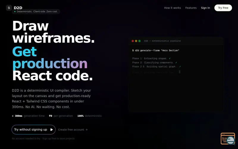 Screenshot of D2D — Drawing to Designs